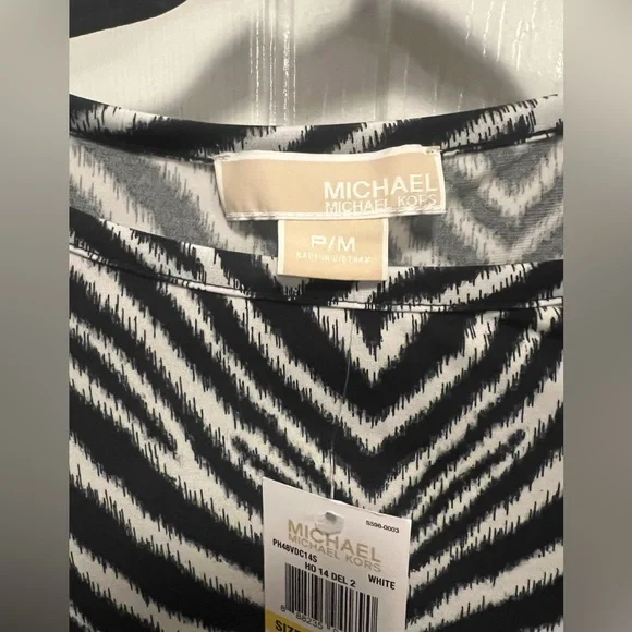 Michael Michael Kors Long-Sleeve Zebra-Print Shift Dress NWT size medium petite - Picture 3 of 3